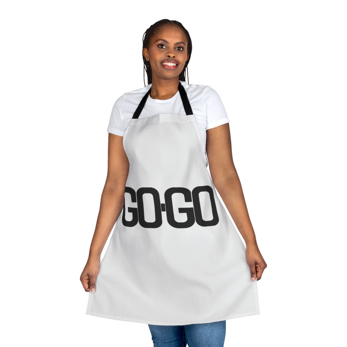 Retro 80s-style apron with bold pop art graphics and vibrant colors