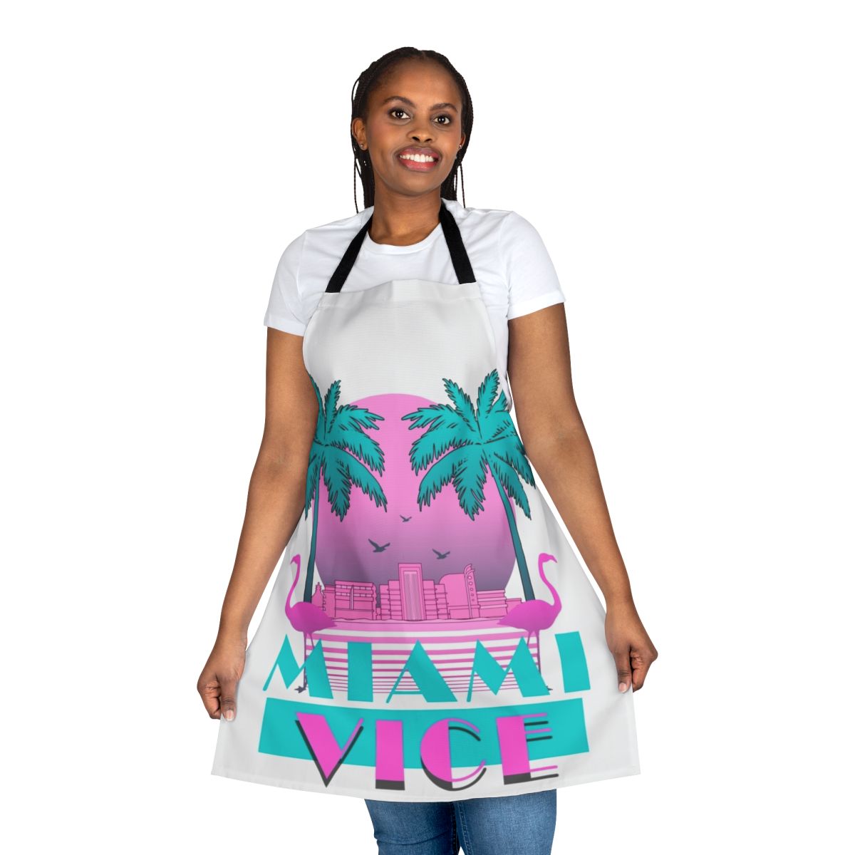 Retro 80s apron with Miami Vice inspired design