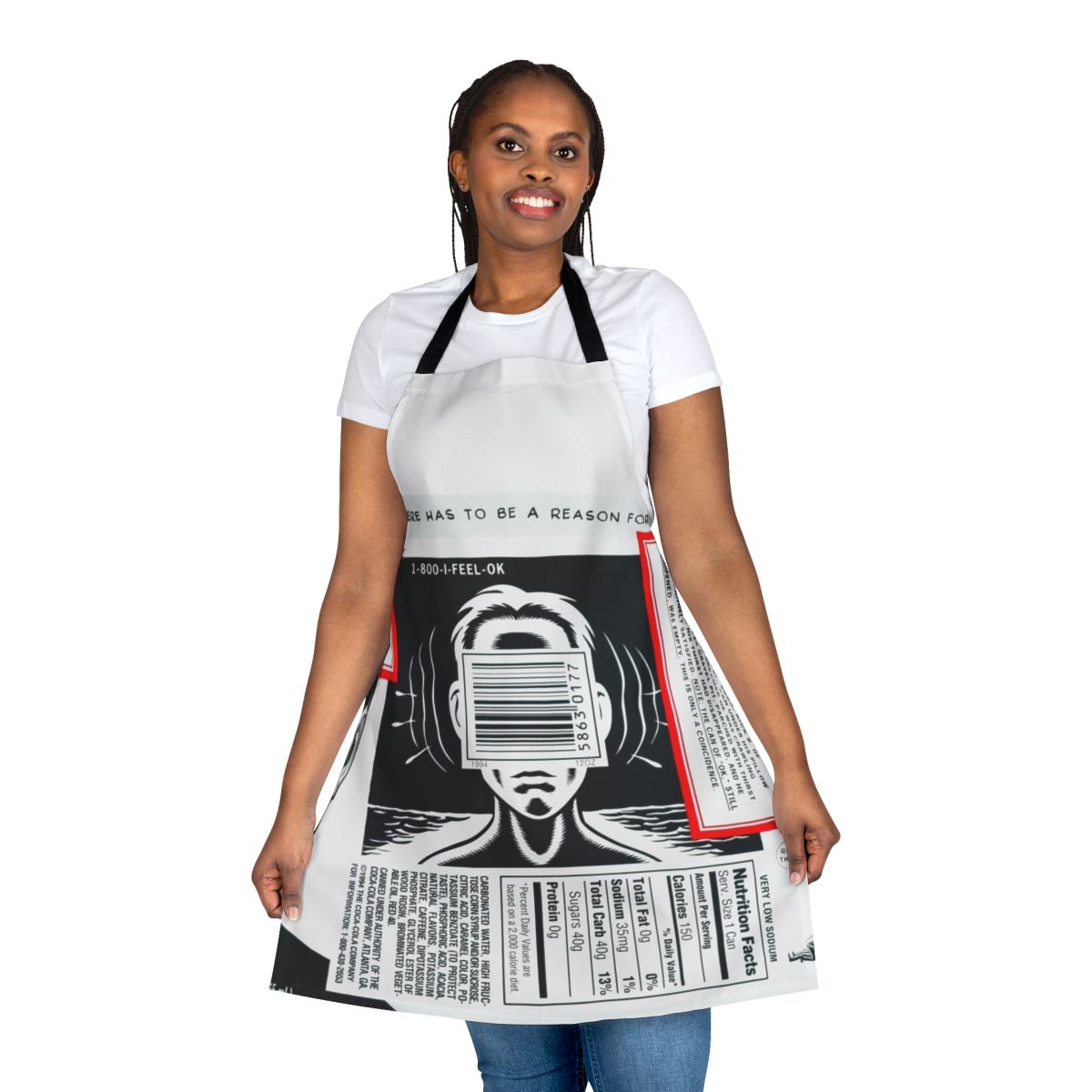 Vintage 90s-inspired soda pop apron featuring the discontinued OK Cola brand
