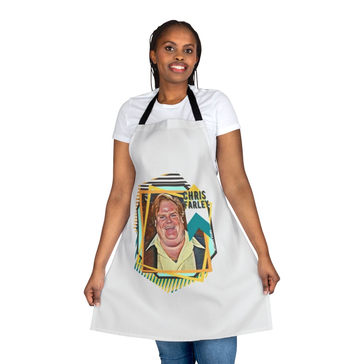 Vibrant retro-style pop art design featuring comedian Chris Farley
