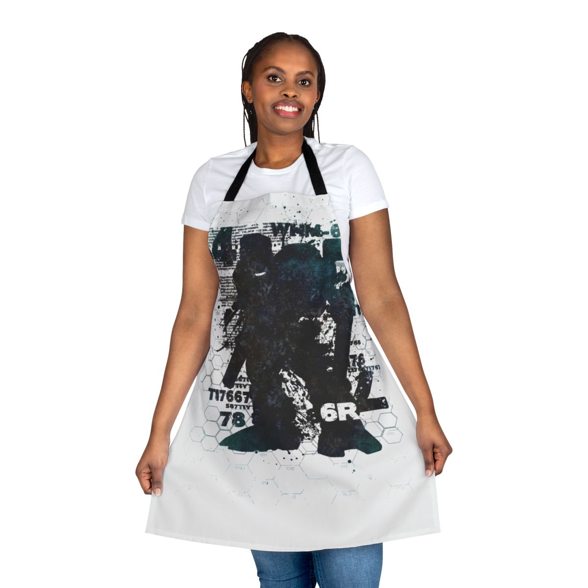 Retro mech inspired apron with futuristic engineering and industrial design