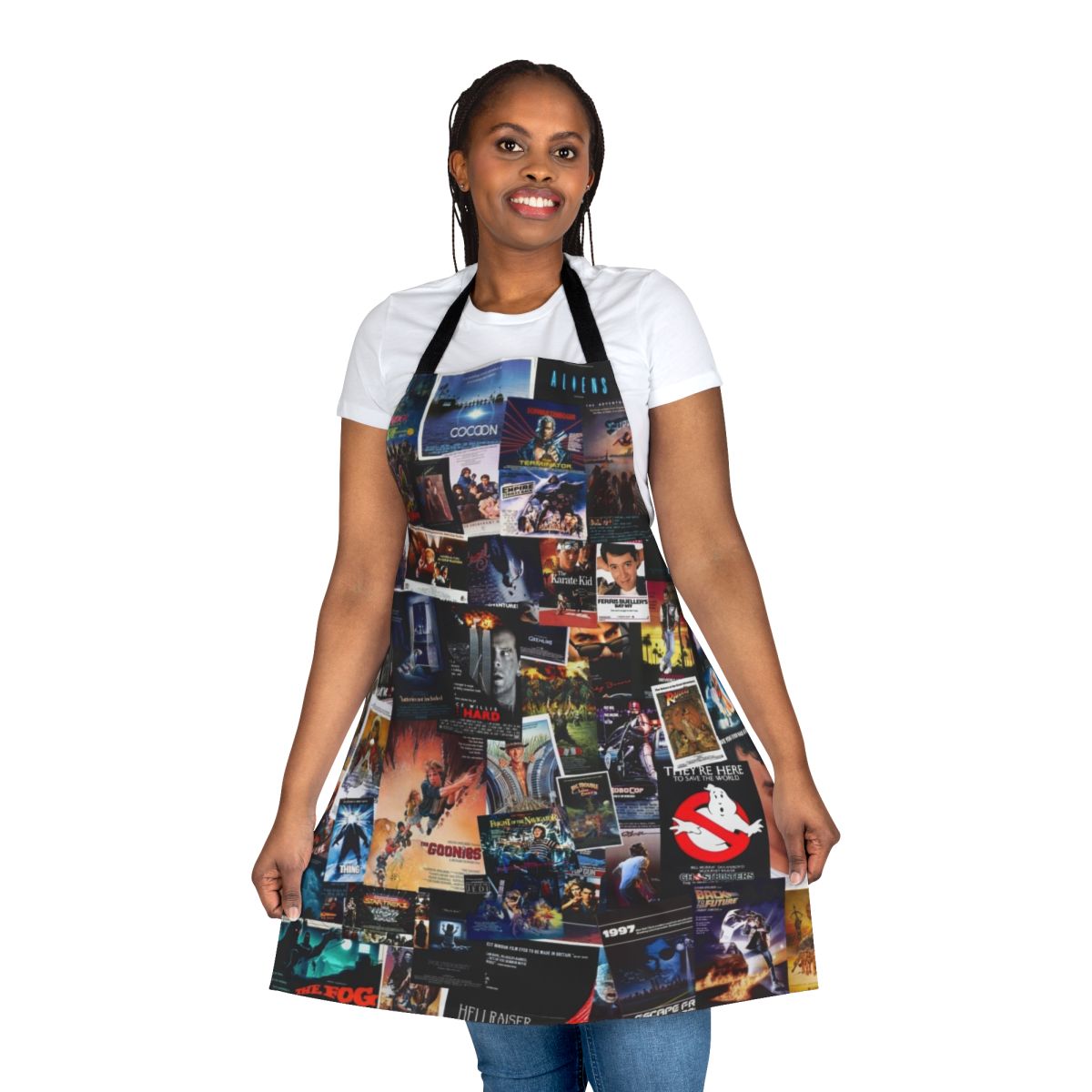 Apron featuring iconic 1980s movie poster designs