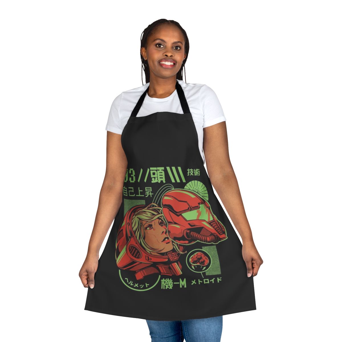 Retro robot design sci-fi inspired apron