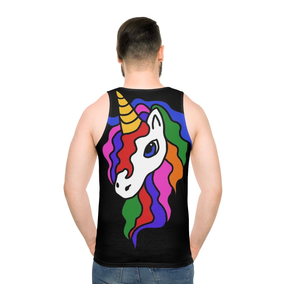 Retro unicorn unisex tank top with rainbow and cute design