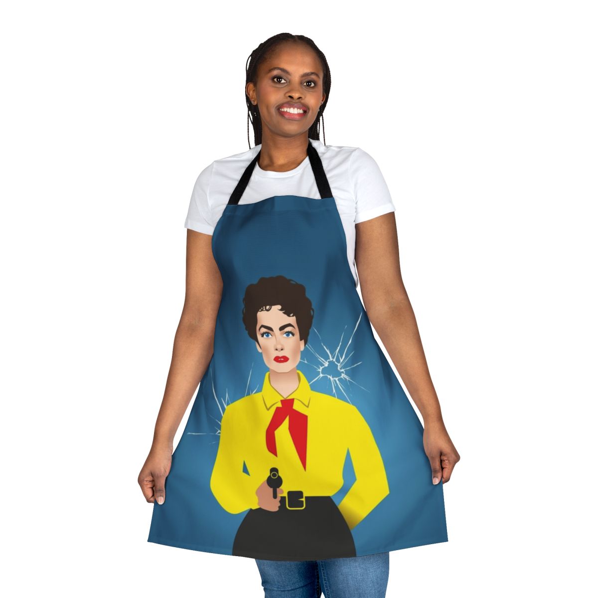 Vintage-inspired apron with a stylized Vienna print, paying homage to the glamour and camp of classic Hollywood films.