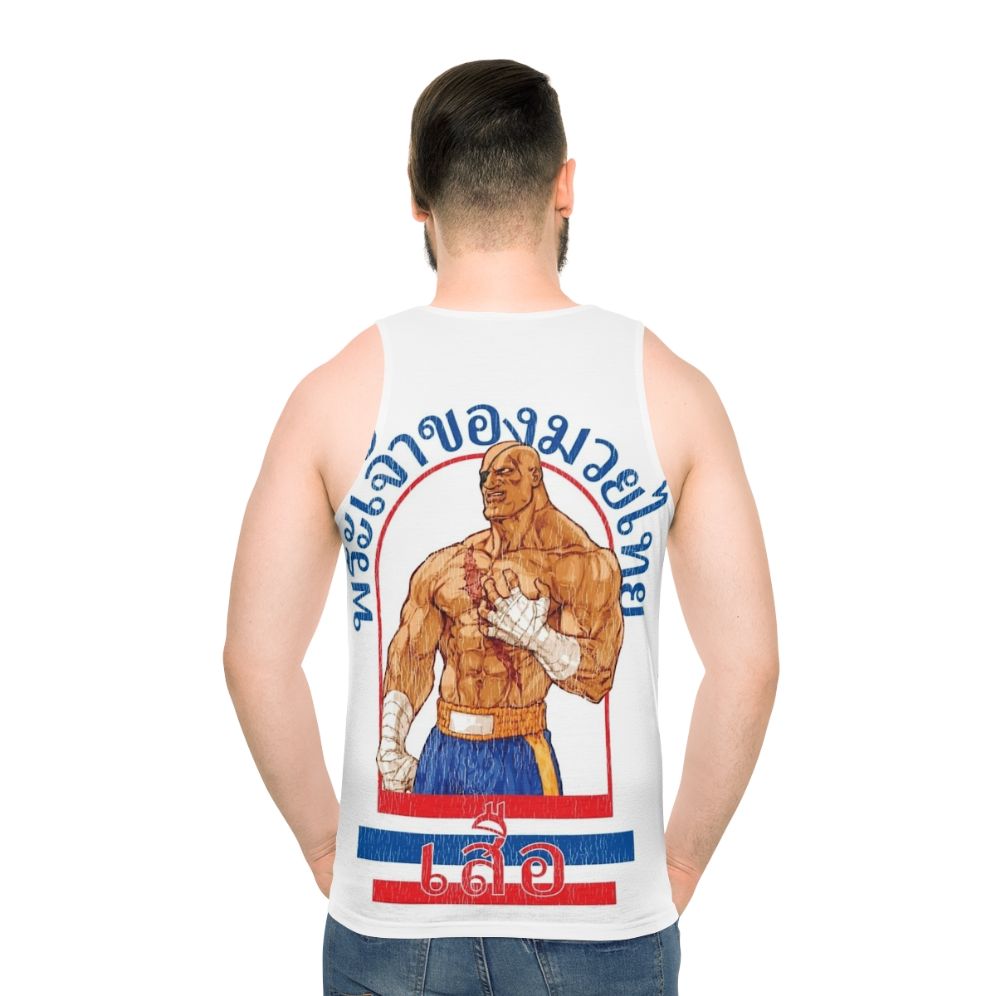 Sagat, the Muay Thai warrior from Street Fighter, on a unisex tank top