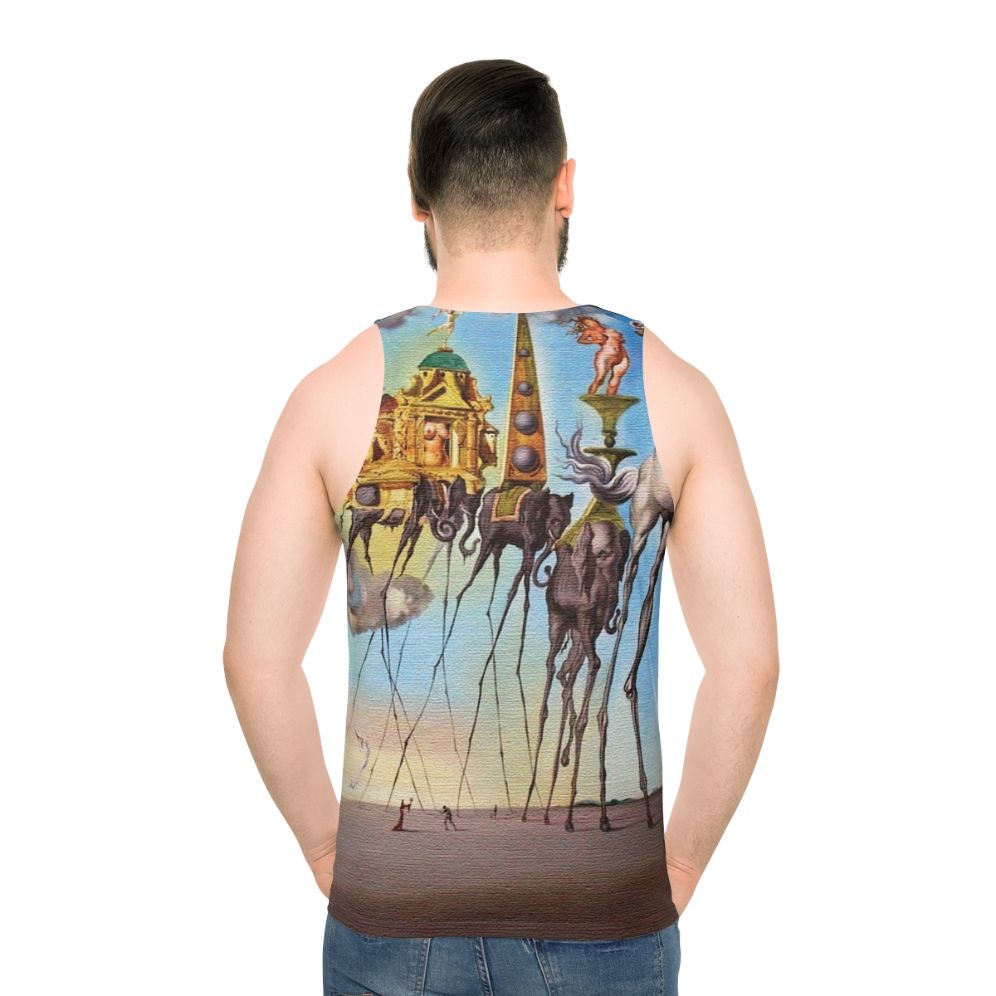 Unisex tank top with Salvador Dali's surrealist painting 'The Temptation of St. Anthony'