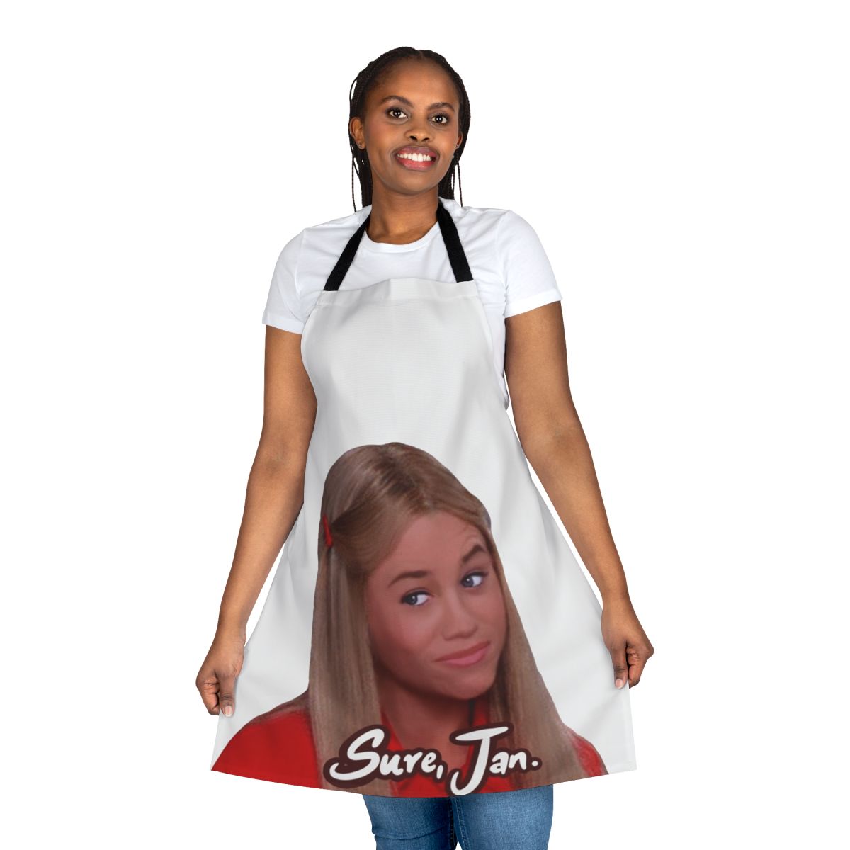 Sassy 'Jan Brady' inspired apron with retro 80s sitcom aesthetic