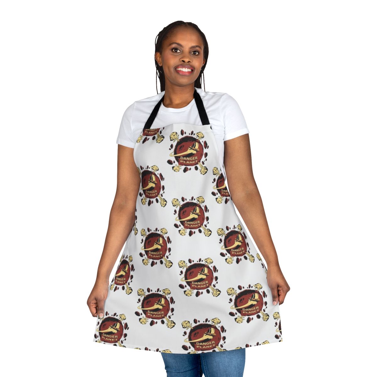 Sci-Fi Inspired Danger Planet Logo Apron, Featuring a Stylized Planet Graphic