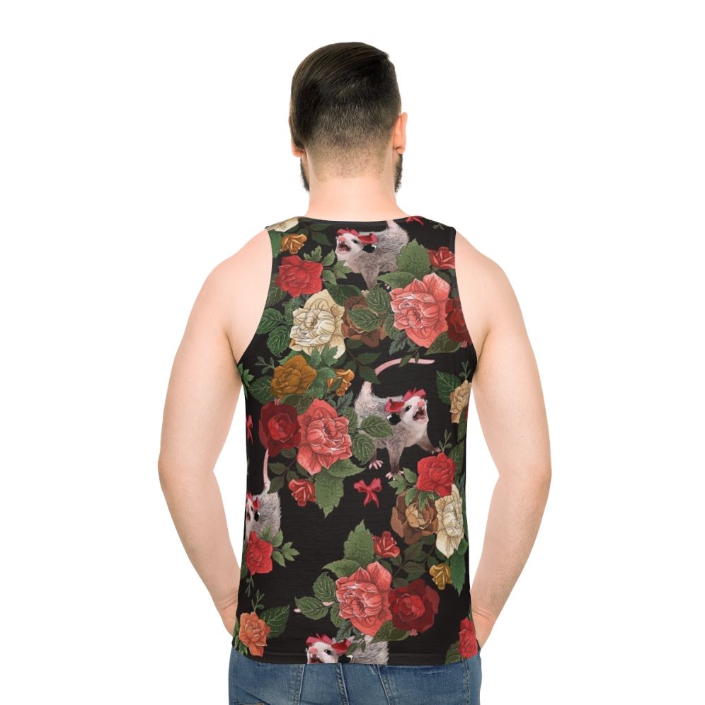 Screaming opossum floral print unisex tank top