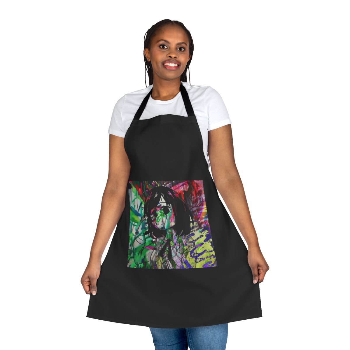 Sewerslvt-inspired custom apron with melancholic and breakcore design