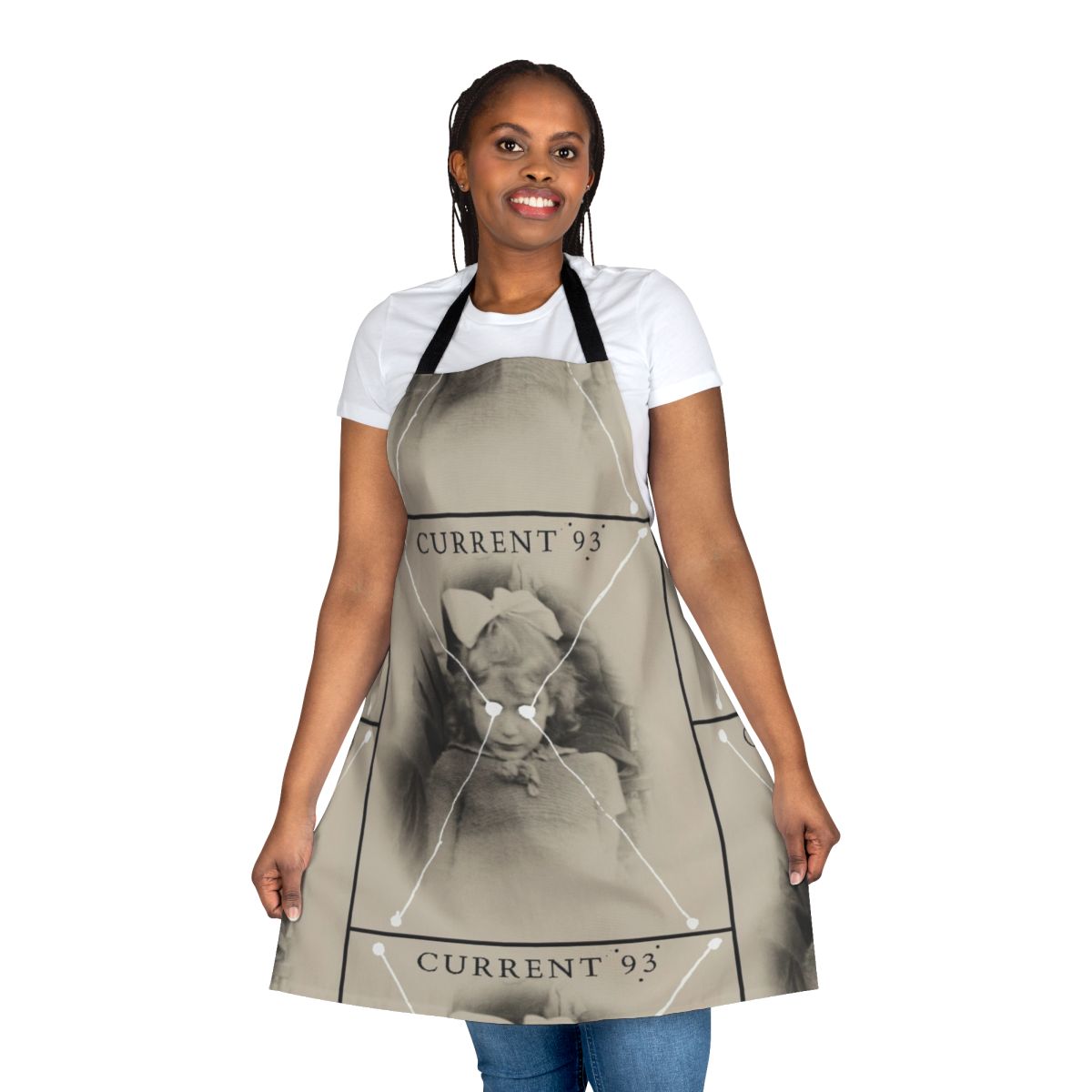 Stylish skull-patterned apron for fans of the experimental band Current 93