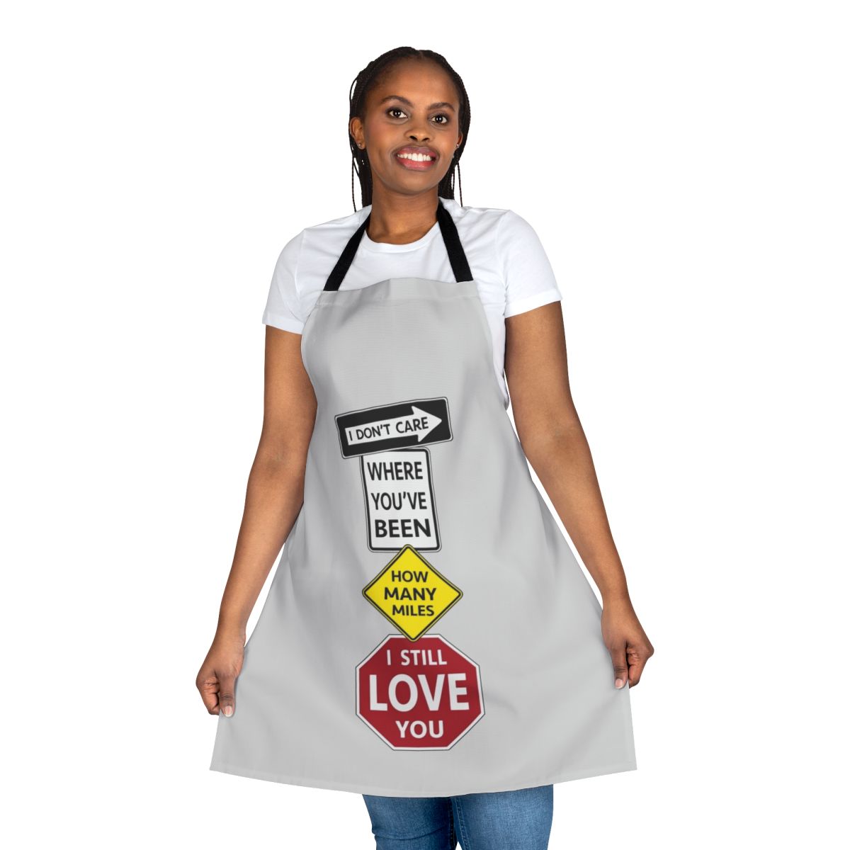 Sloppy Seconds inspired apron featuring street sign graphics and Watsky song lyric quotes