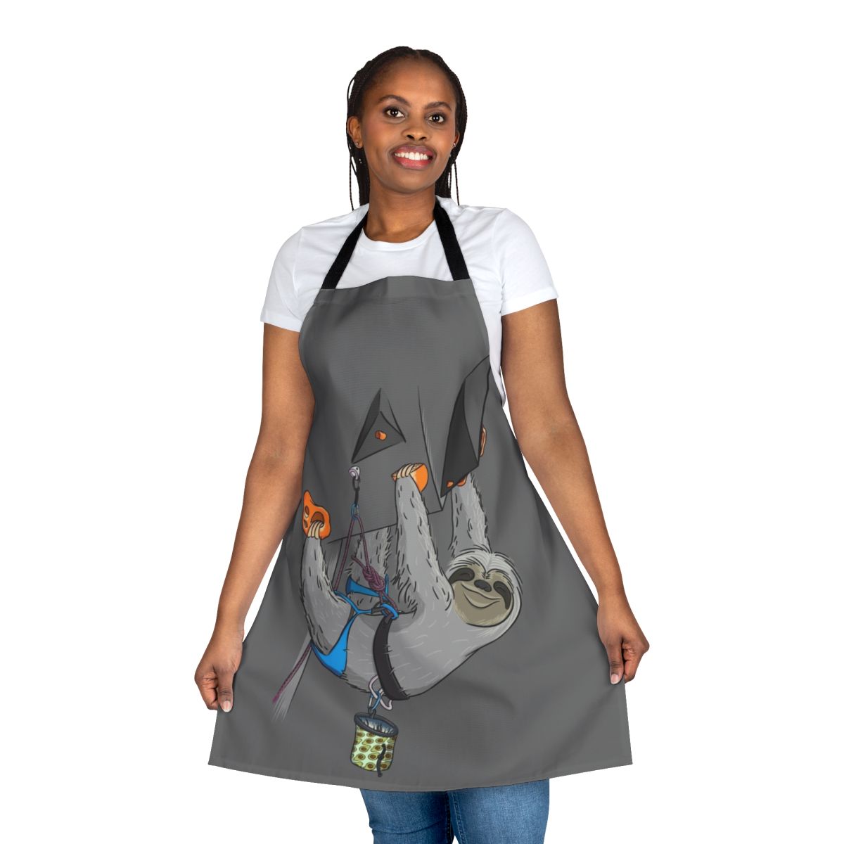 Sloth-themed apron with climbing and bouldering design
