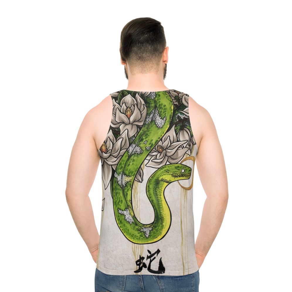 Snake and floral unisex tank top with Chinese zodiac design