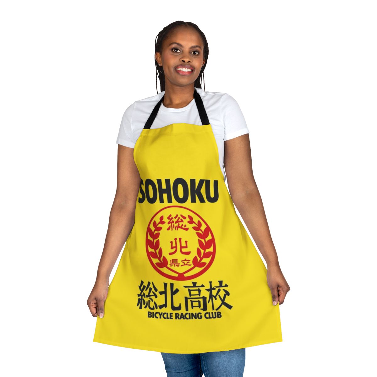Sohoku-inspired apron featuring bicycle and Yowamushi Pedal anime design