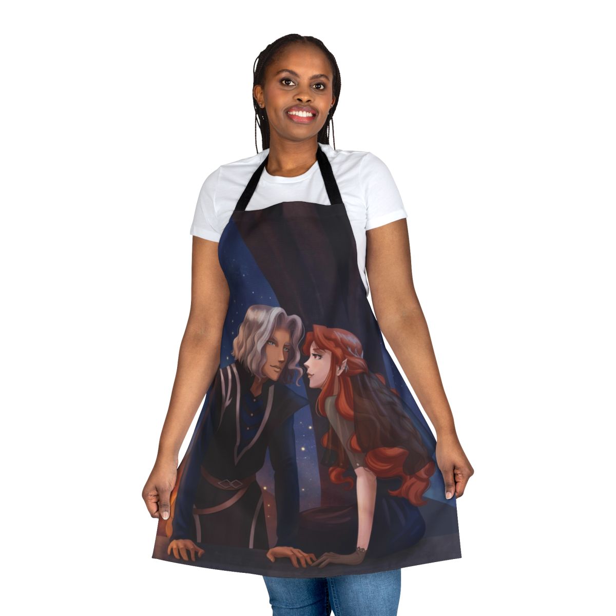 Spooky and stylish vampire-themed apron, perfect for cooking and baking with a gothic flair.