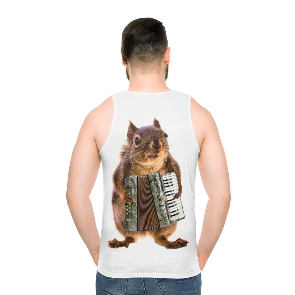 Squirrel playing an accordion on a unisex tank top