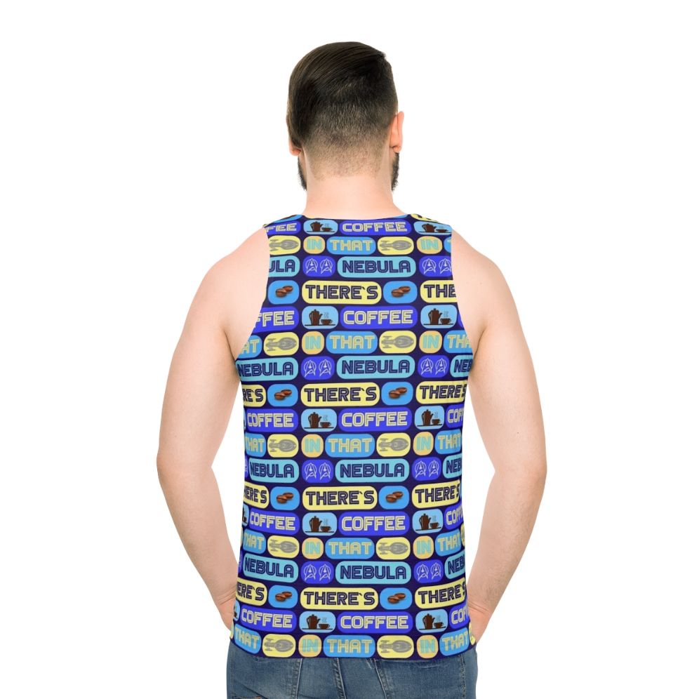 Star Trek unisex tank top featuring the quote "There's Coffee in That Nebula"