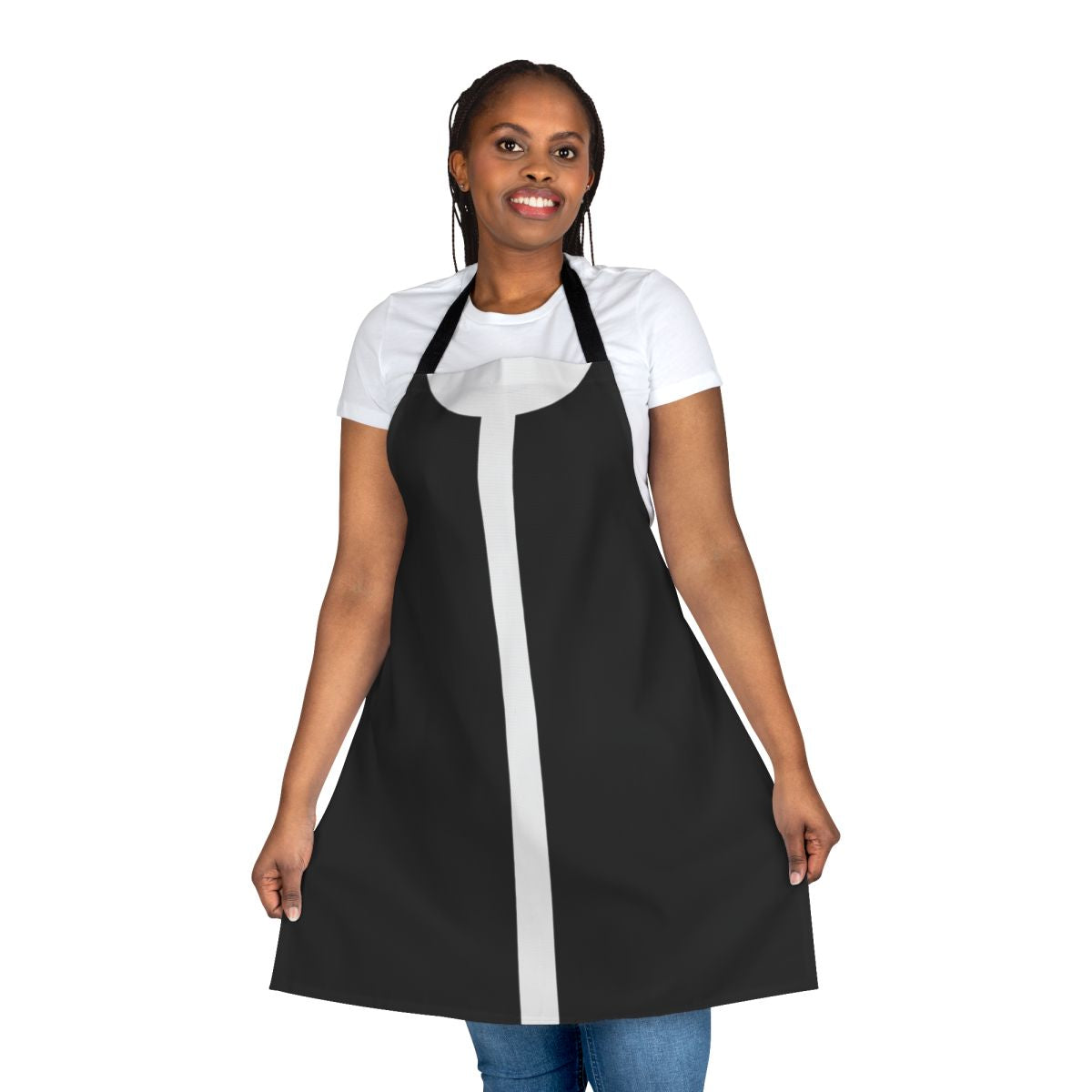 60s mod black and white patterned apron