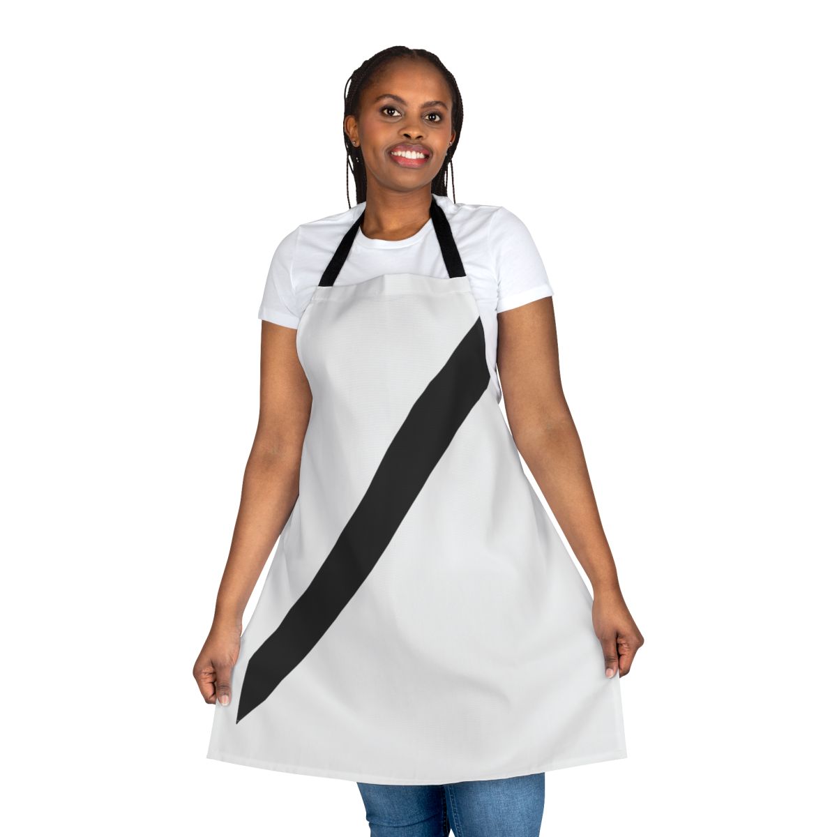 A stylish apron with a car seat belt design, promoting road safety and avoiding traffic fines.