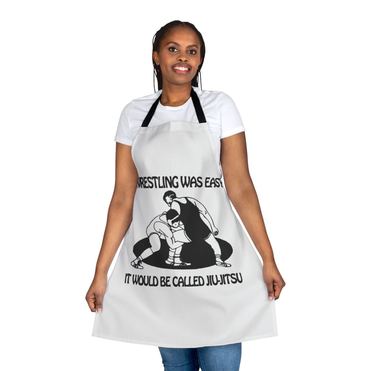 Jiu Jitsu inspired apron with "If Wrestling Was Easy, B Jiu Jitsu" graphic