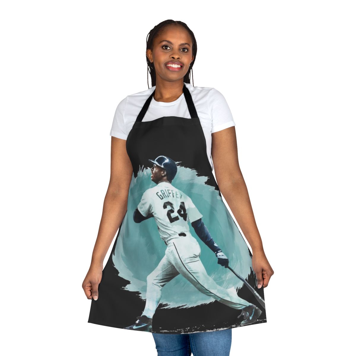 Stylish baseball-themed apron featuring the iconic image of Ken Griffey Jr.