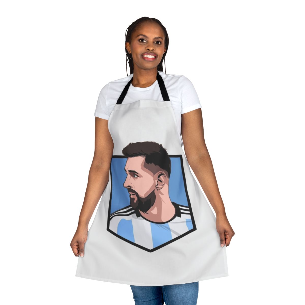 Lionel Messi inspired apron with soccer illustration
