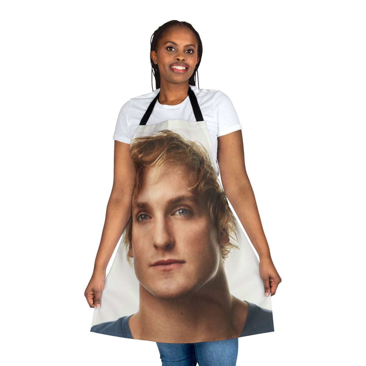 Stylish custom apron featuring Logan Paul's name and image