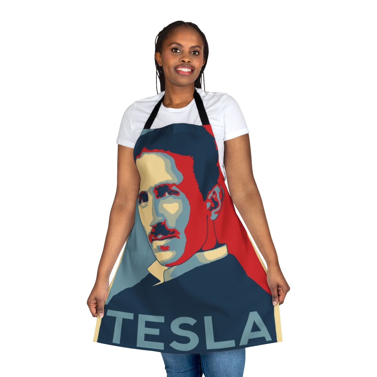 Nikola Tesla inspired apron with scientific and electrical design