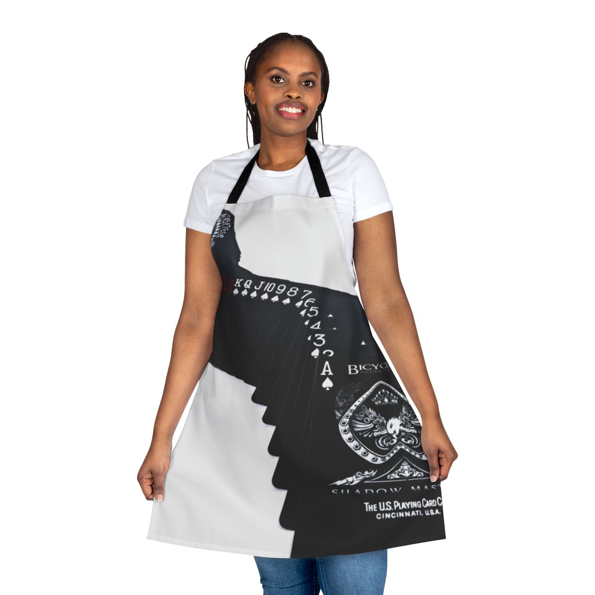 Playing cards apron with a stylish design for poker nights and casino-themed events
