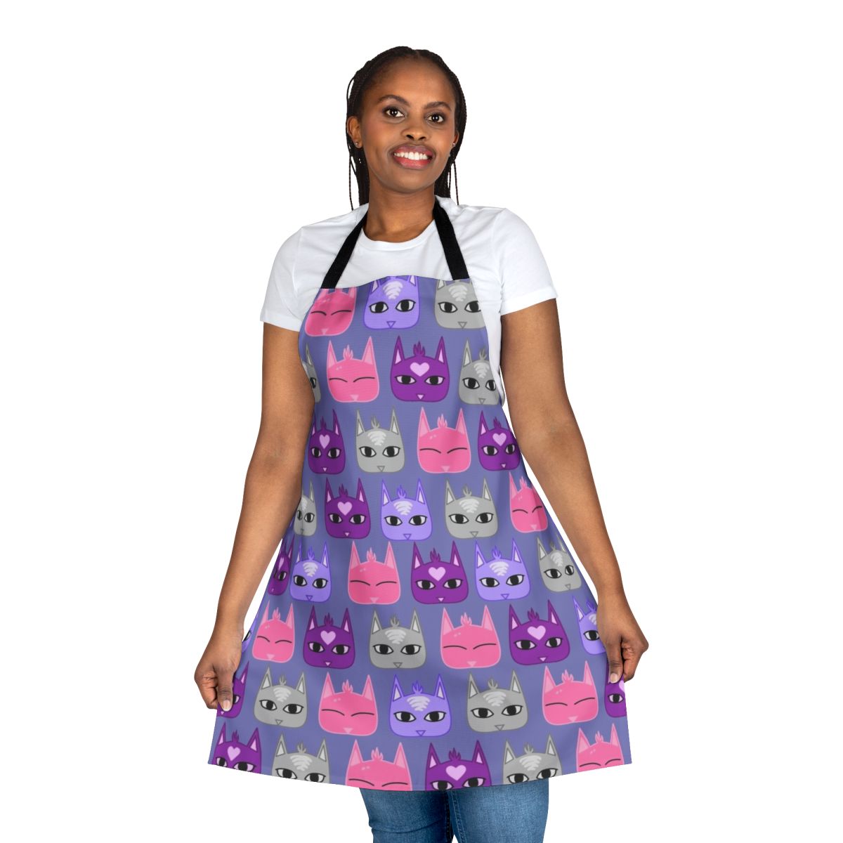 Stylized cat pattern apron inspired by the Dream Daddy dating simulator game