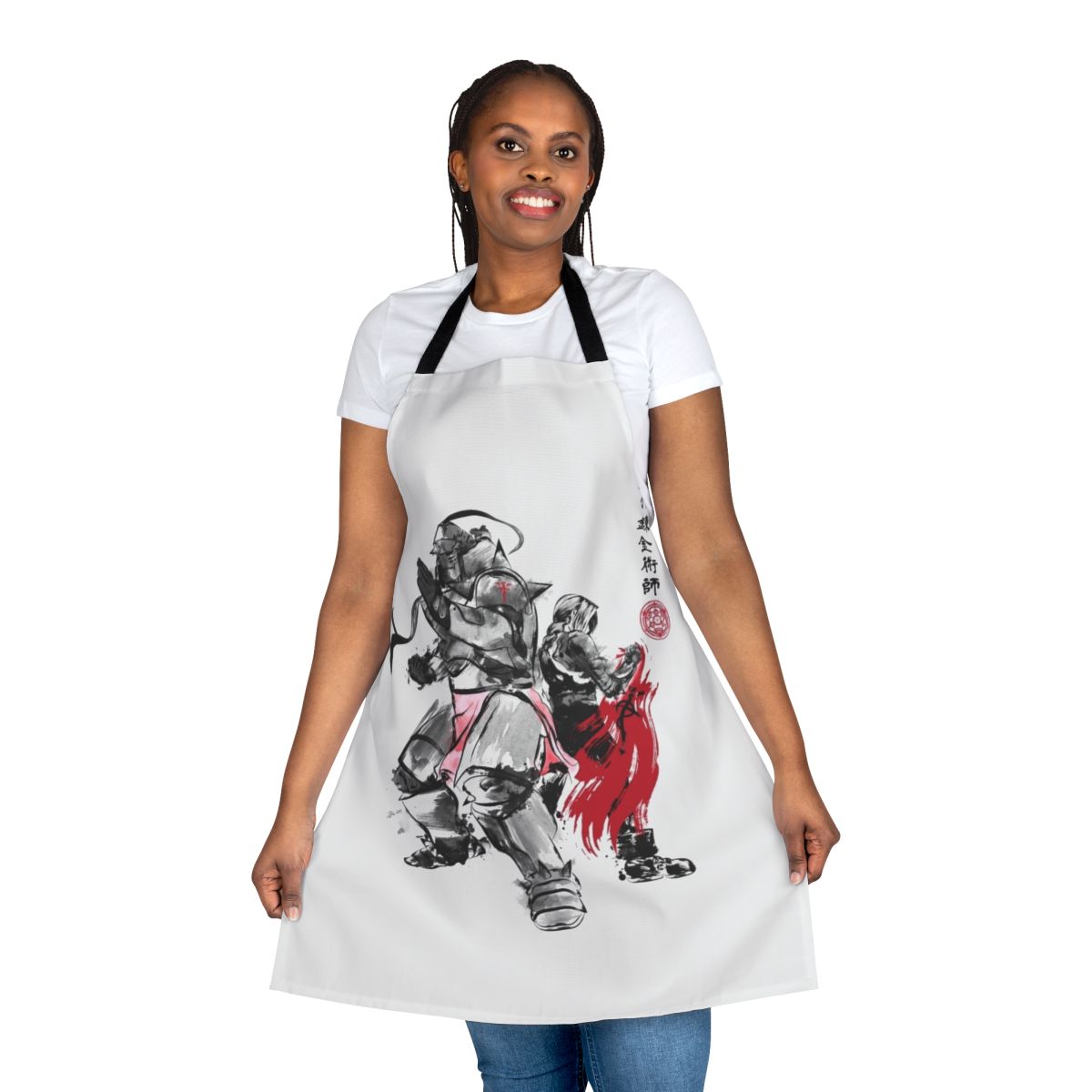 Sumi E style apron featuring characters from the anime Fullmetal Alchemist: Brotherhood