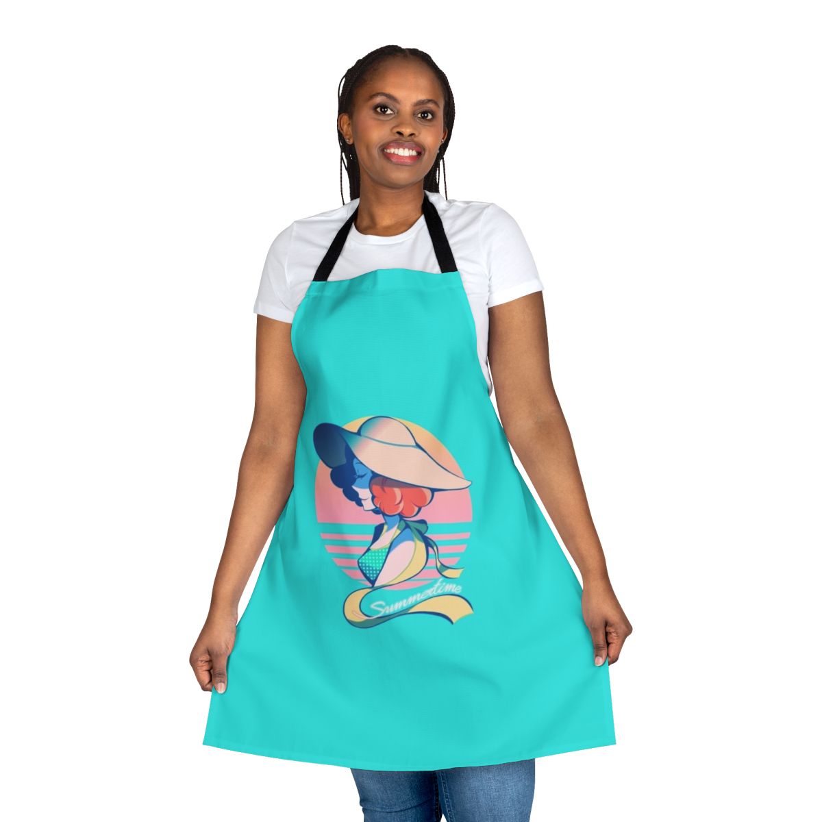 A stylish apron inspired by the character Haru Okumura from the popular anime and video game series Persona 5.