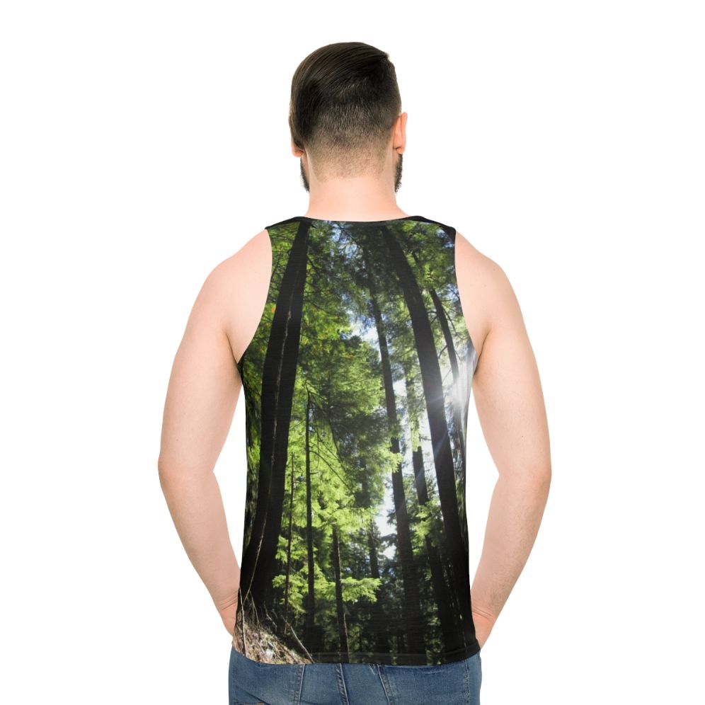 Sunlit fir tree unisex tank top