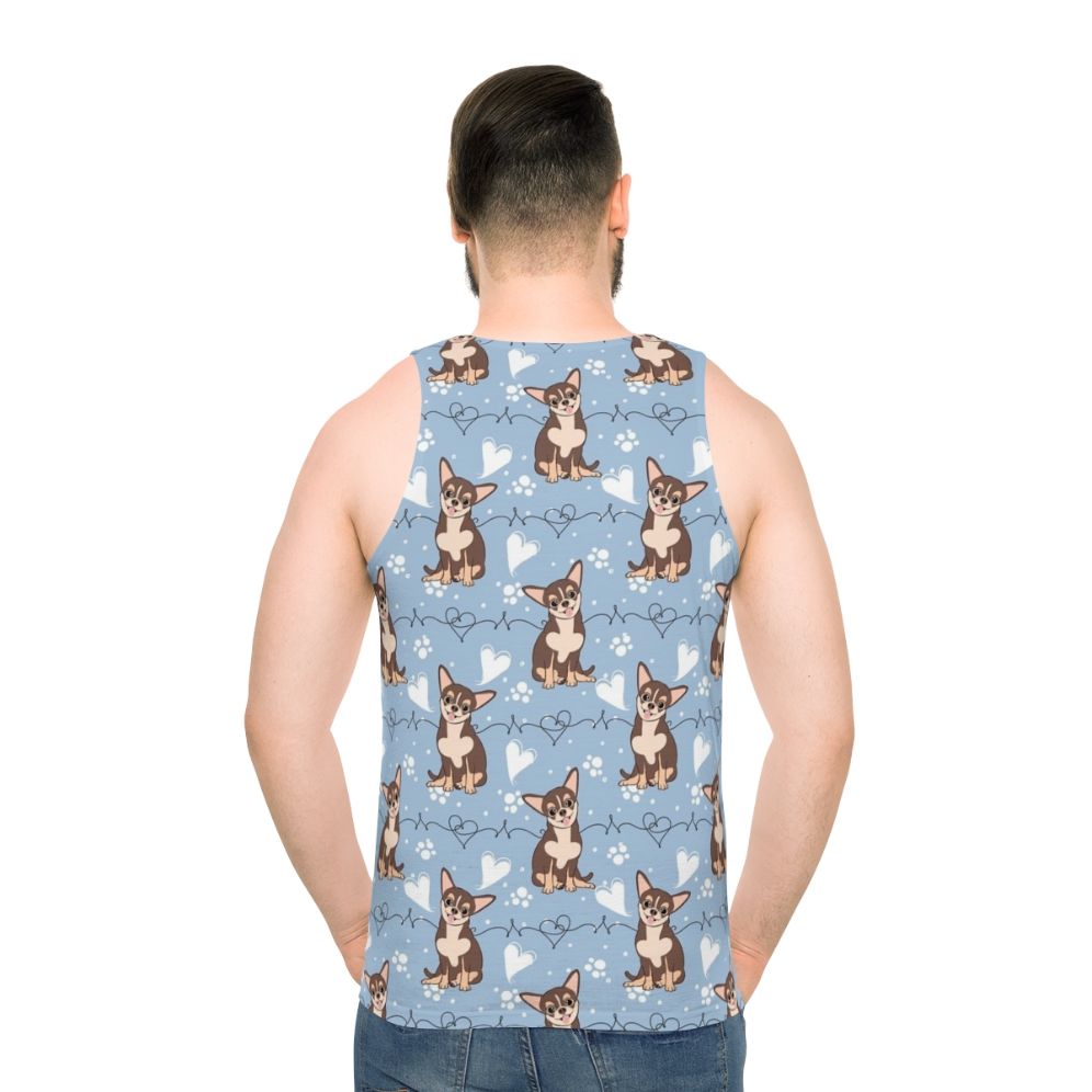 Tan tricolor chihuahua unisex tank top for chocolate lovers