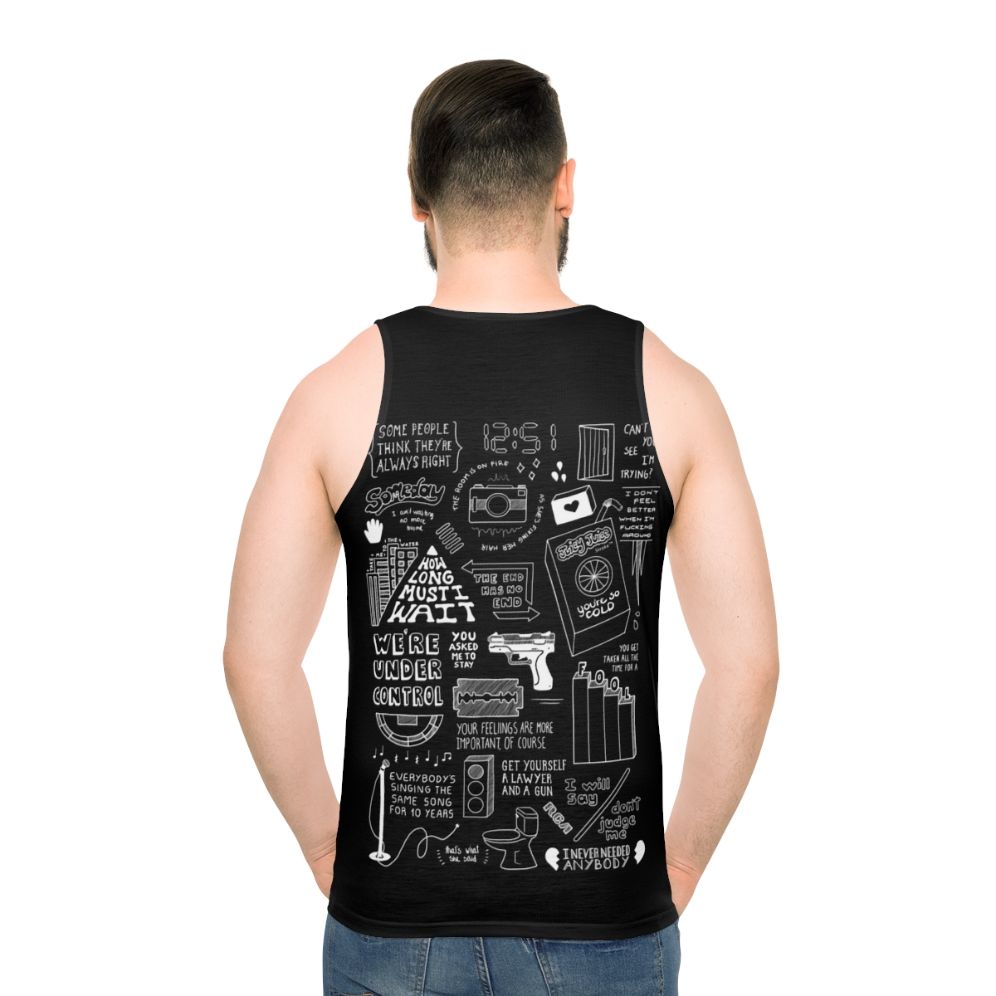 Collage of The Strokes black and white unisex tank top