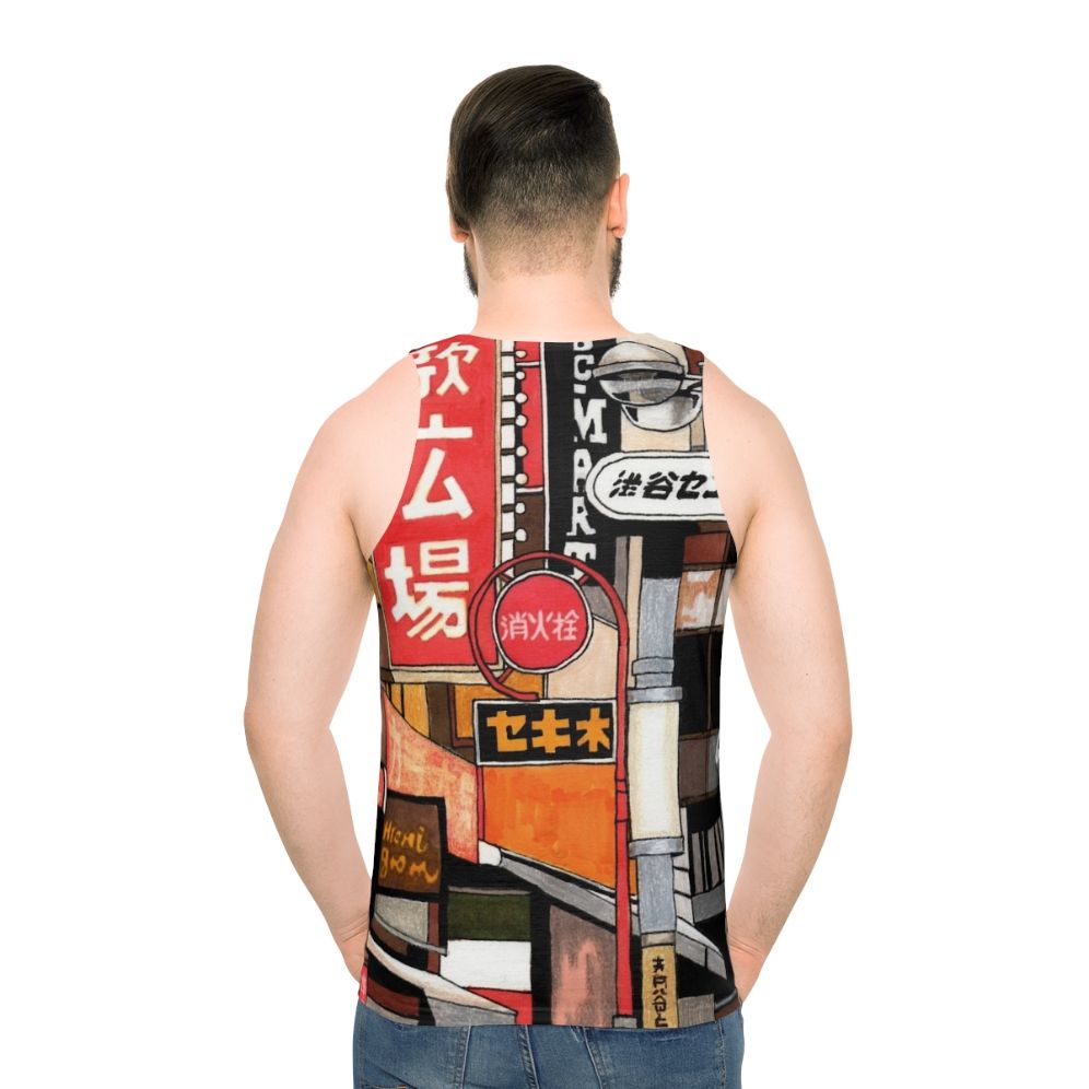 Unisex tank top featuring colorful Tokyo street signs