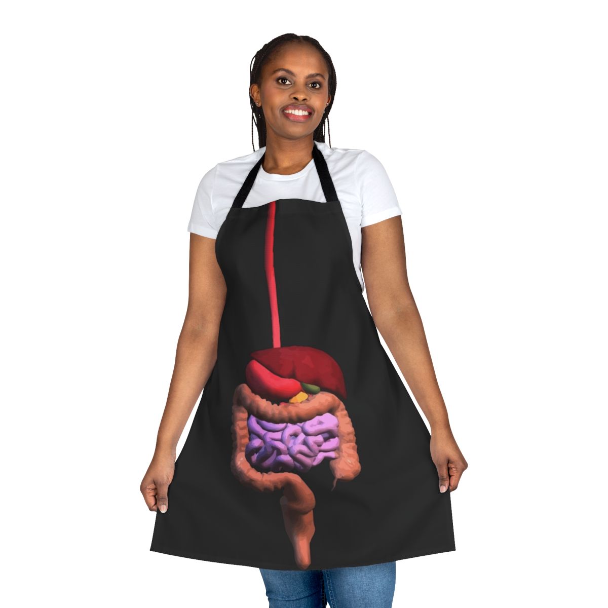 Transparent 3D digestive system design printed on an eco-friendly apron