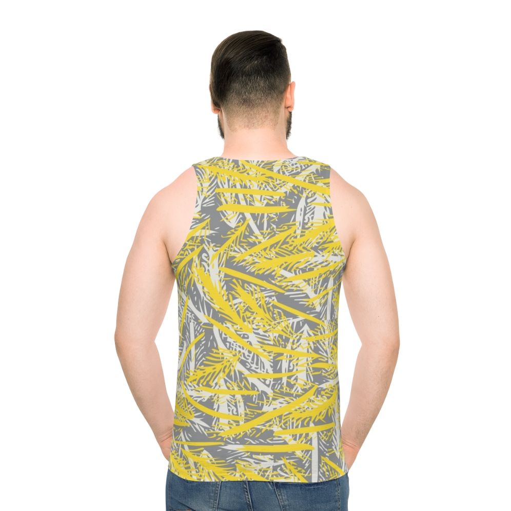 Unisex tank top in ultimate gray with feather design