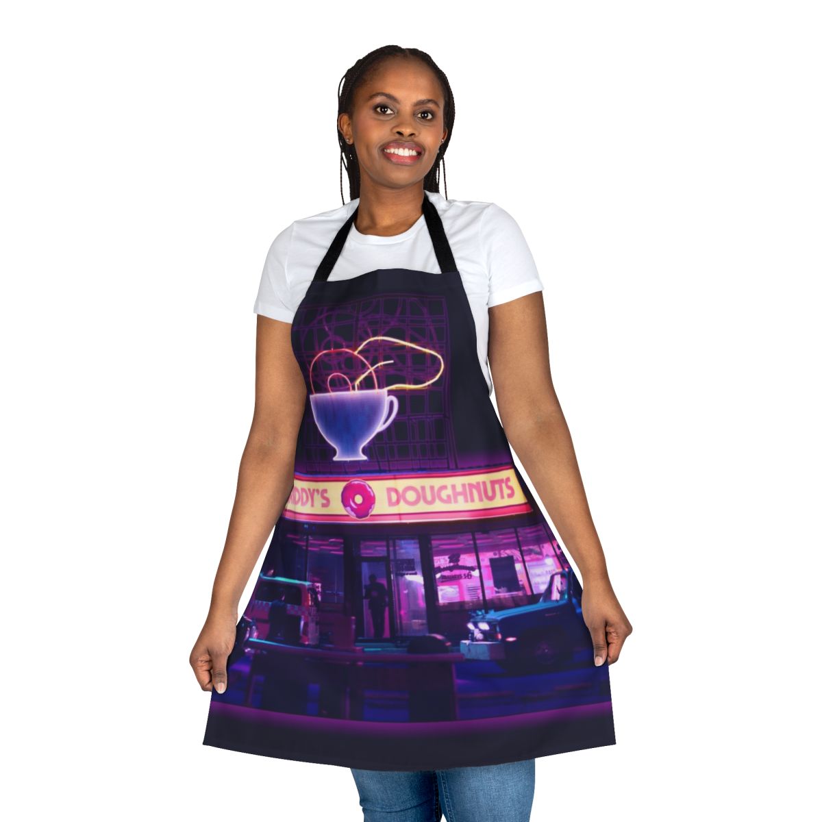 Umbrella Academy inspired doughnut apron with neon sign design