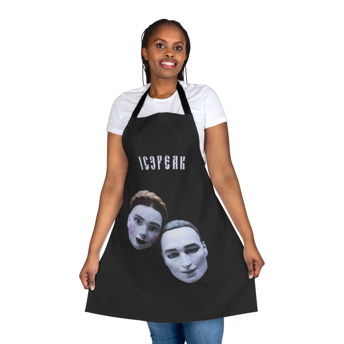 Apron featuring a dark and mysterious design inspired by the music of IC3PEAK