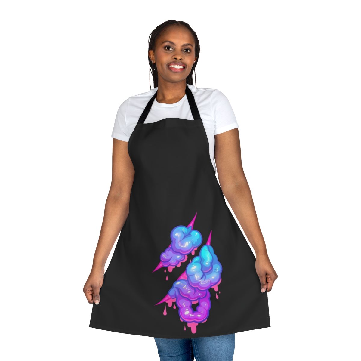 Pastel goth style apron with guts, slime, and candy gore design