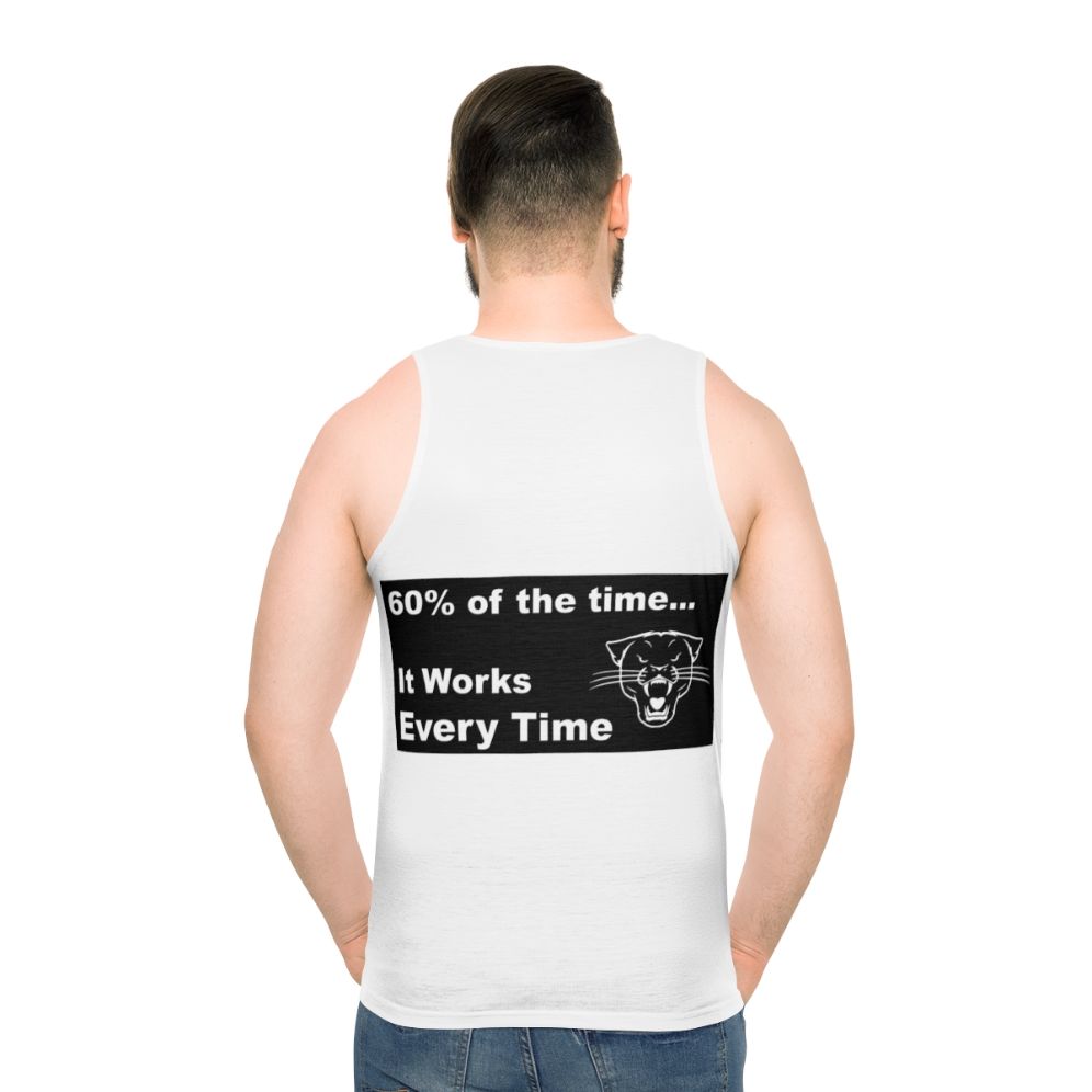 Unisex tank top with Anchorman-inspired design