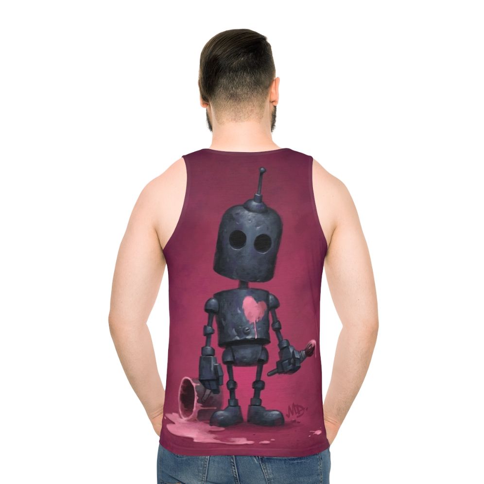 Unisex artist tank top featuring a cute robot with a paintbrush