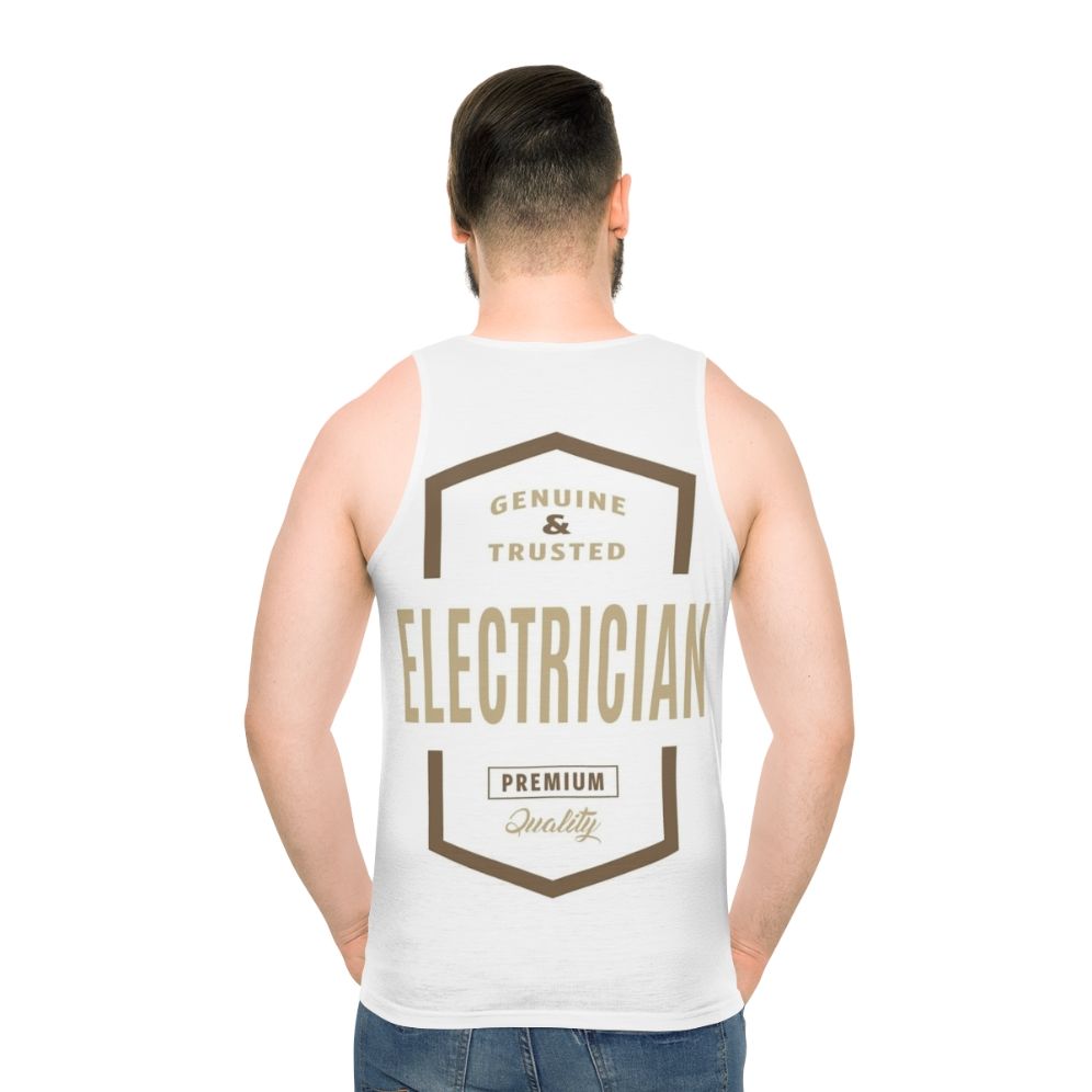 Unisex electrician tank top with profession-inspired typography
