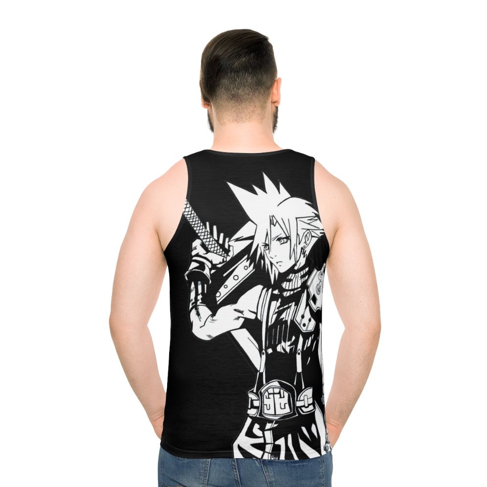 Unisex tank top featuring a fantasy video game character holding a sword
