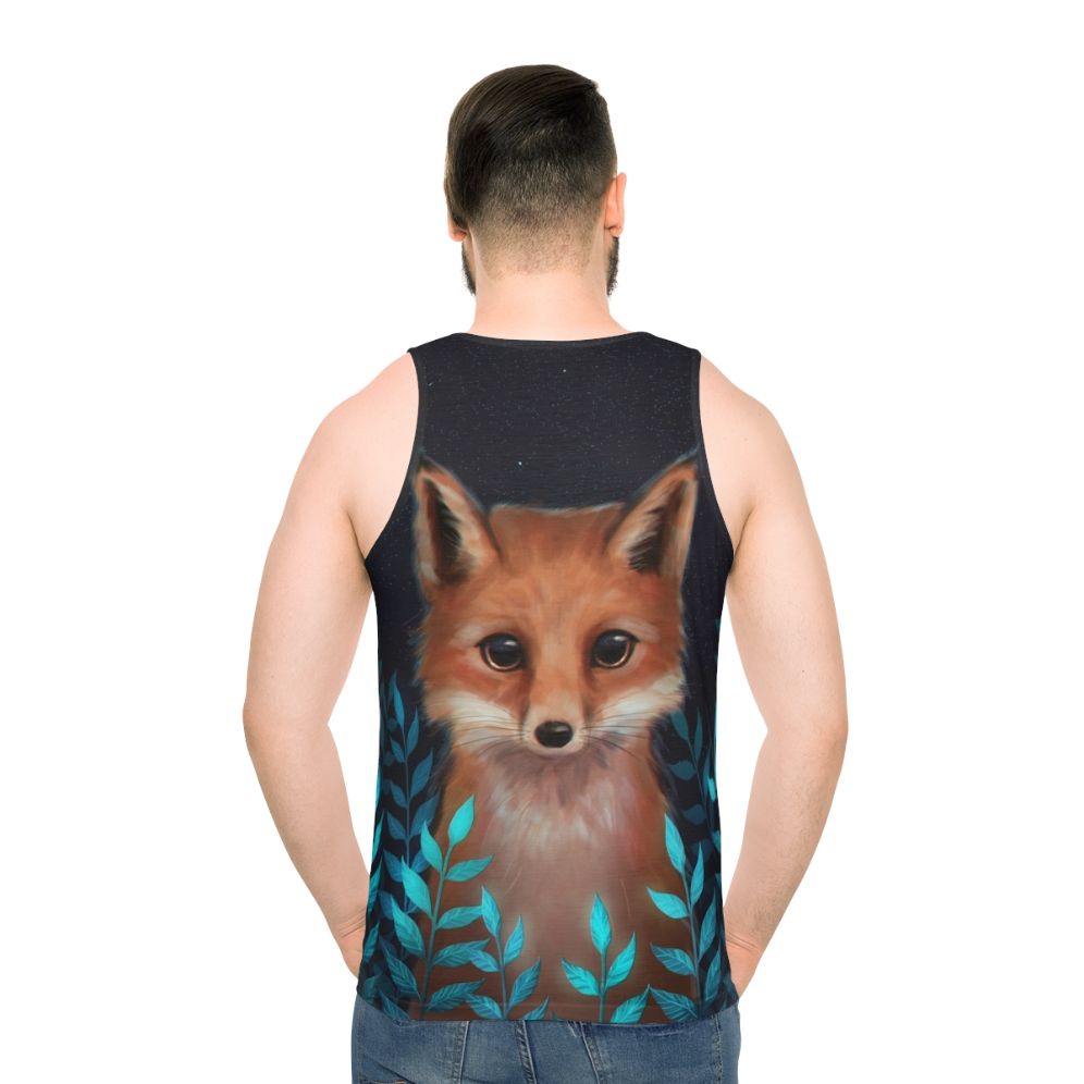 Unisex fox tank top with autumn leaves nature design