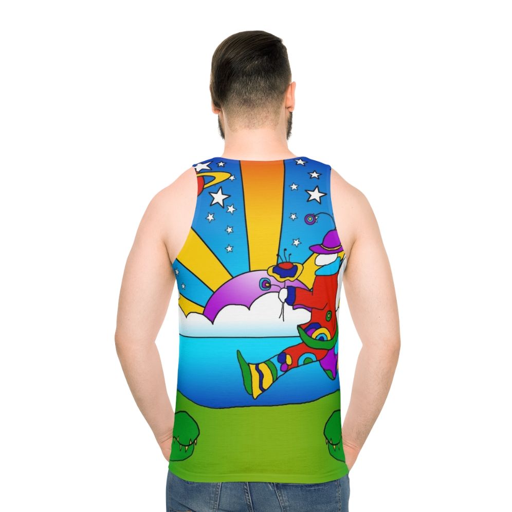 Unisex tank top with inspirational "It's Not the End, It's Only the Beginning" quote and psychedelic art design