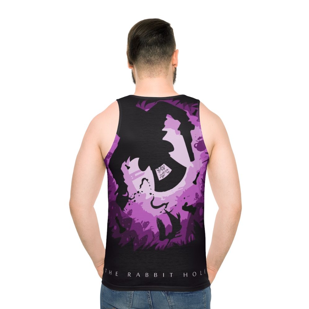 Unisex graphic tank top with Gotham City and Justice League design